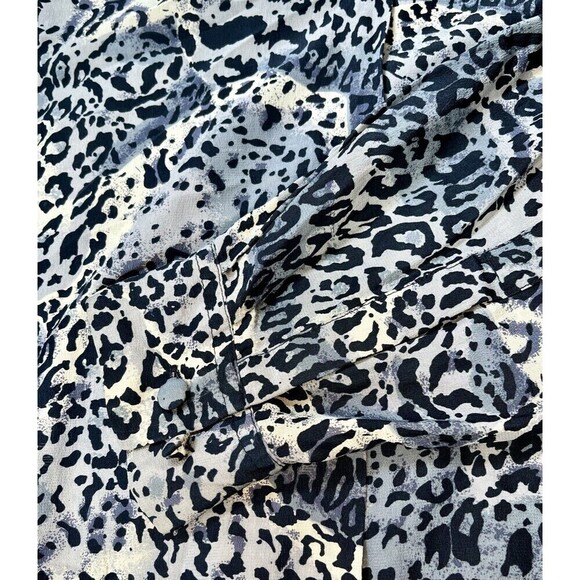 Fu Da Vintage 80s 100% Silk Leopard Print Button Down Top Womens M Mob Wife - Picture 5 of 10